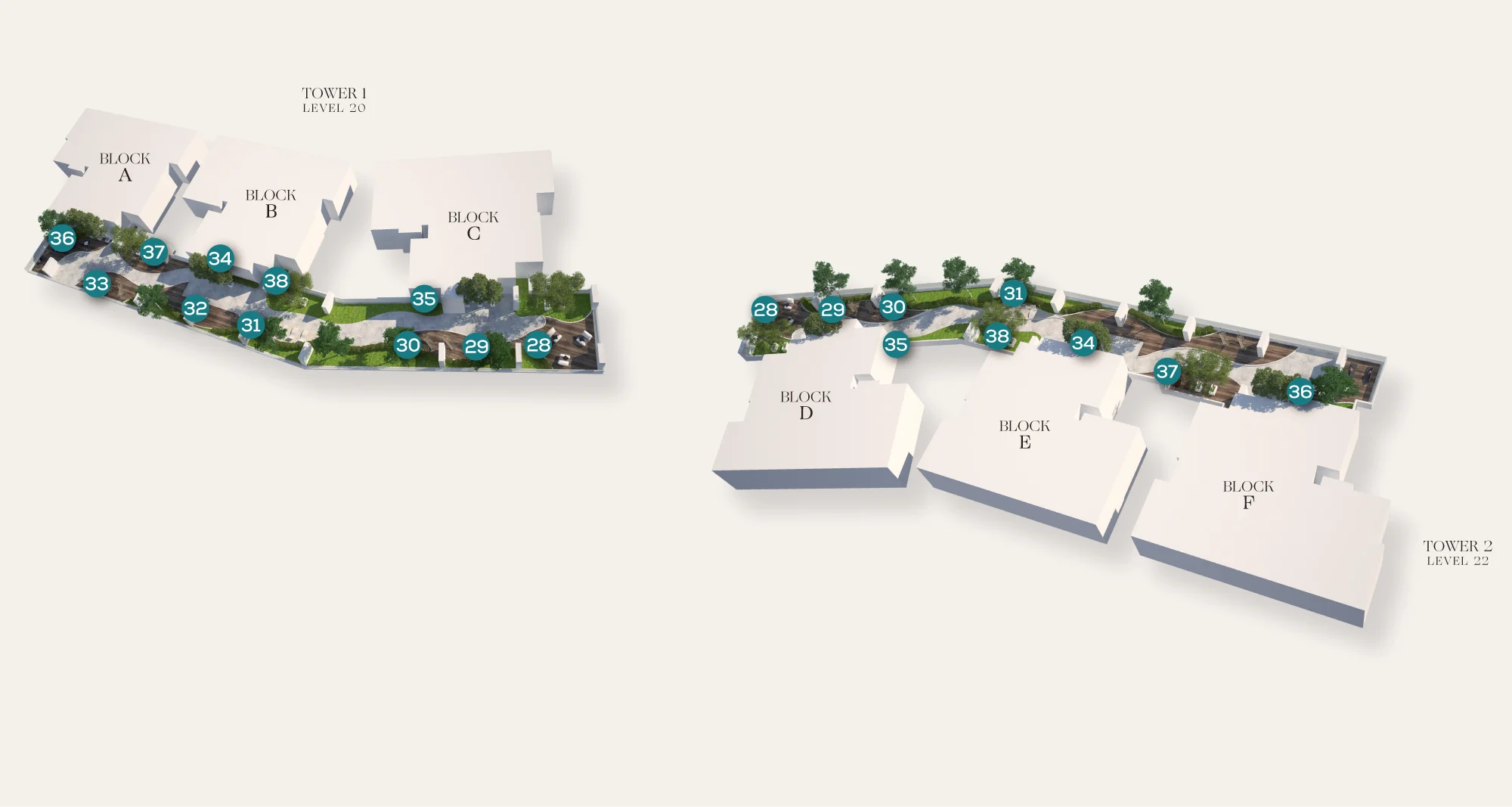 Facilities Plan of Sky Club at Level 20 & 22